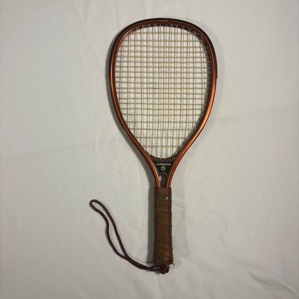Leach Superstar Vintage Paddle Ball Racquet Racket Brown Leather Grip
